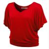 LL WT1038 Womens Casual V Neck Short Sleeve Dolman Top XS RED view 1