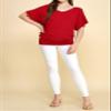 LL WT1038 Womens Casual V Neck Short Sleeve Dolman Top XS RED view 3