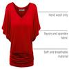 LL WT1038 Womens Casual V Neck Short Sleeve Dolman Top XS RED view 4