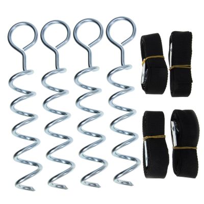 balacoo 1set Spiral Ground Anchors for Dogs Wear-Resistant Tent Stakes for Camping Hiking and Outdoor Activities Includes Webbing