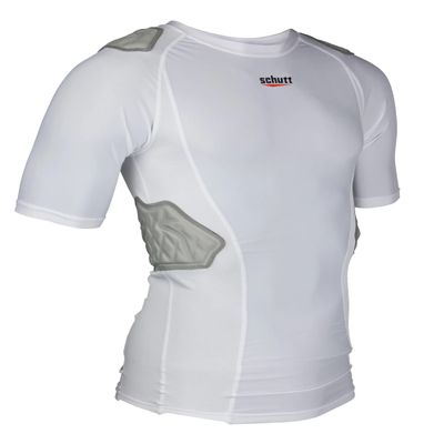 Schutt ProTech Varsity All-in-One Football Padded Compression Shirt with Integrated Pads (US, Alpha, Small, Regular, Regular, White)