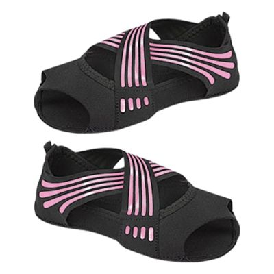 Deevoka Yoga Socks with Grip, Pilates Socks, Clasped Pilates Socks, Cross Tie Sole Split Toes Socks, Pink, S