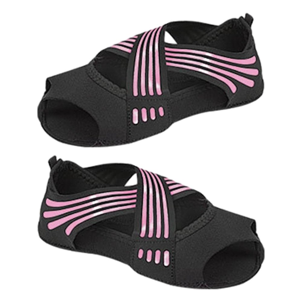 Deevoka Yoga Socks with Grip, Pilates Socks, Clasped Pilates Socks, Cross Tie Sole Split Toes Socks, Pink, S