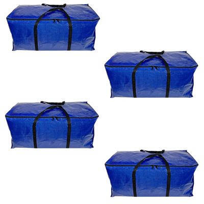 King Canopy MOVBAGBL-4PK Extra Large Moving Bags with Zippers & Carrying Handles Blue with Black Handles - Pack of 4