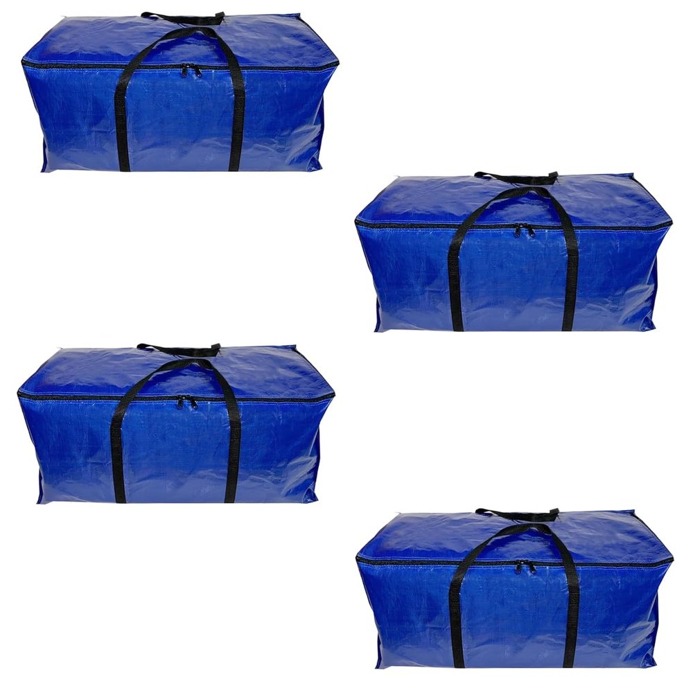 King Canopy MOVBAGBL-4PK Extra Large Moving Bags with Zippers & Carrying Handles Blue with Black Handles - Pack of 4