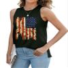 4th of July Tops for Women Plus Size Loose Fit Round Neck Basic T Shirts Side Split Black XXL view 3