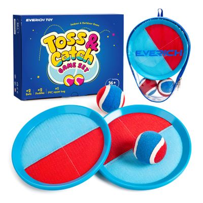 EVERICH TOY Toss and Catch Ball Game Set, Upgraded Sticky Paddle Ball Set for Kids & Toddlers, Sturdy & Water-Resistant Outdoor Backyard Beach Pool Toy, Birthday Gift for Boys Girls Ages 3-12