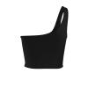 Womens One Shoulder Crop Tops Asymmetrical Sleeveless Tank 2024 Summer Beach Solid Cropped Top Slim Fit Sport Workout Black view 2