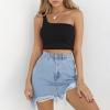 Womens One Shoulder Crop Tops Asymmetrical Sleeveless Tank 2024 Summer Beach Solid Cropped Top Slim Fit Sport Workout Black view 4