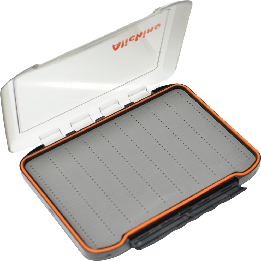 Alichino Fly Box for Fly Files Ice Jig Box Two Sided Waterproof Fly Fishing Box for Nymphs and Streamers (Grey Foam Insert C, Extra Large 11.8 * 8.4 * 2.2Inch)