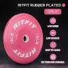 RITFIT Pink Weight Plates, 2 Inch Olympic Barbell Weight Plate, Bumper Plates With Steel Insert, Pink Weights for Gym and Home view 3