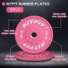 RITFIT Pink Weight Plates, 2 Inch Olympic Barbell Weight Plate, Bumper Plates With Steel Insert, Pink Weights for Gym and Home view 4