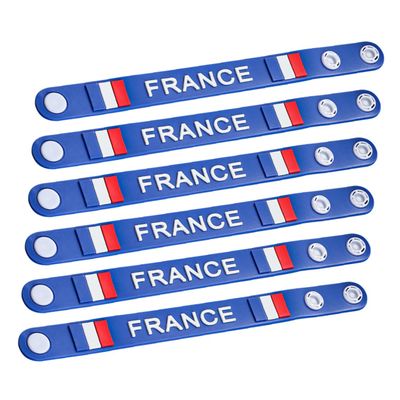 Anneome 6pcs Silicone Football Competition Wristbands France Flag Design for Fans Events and Festivals Comfortable