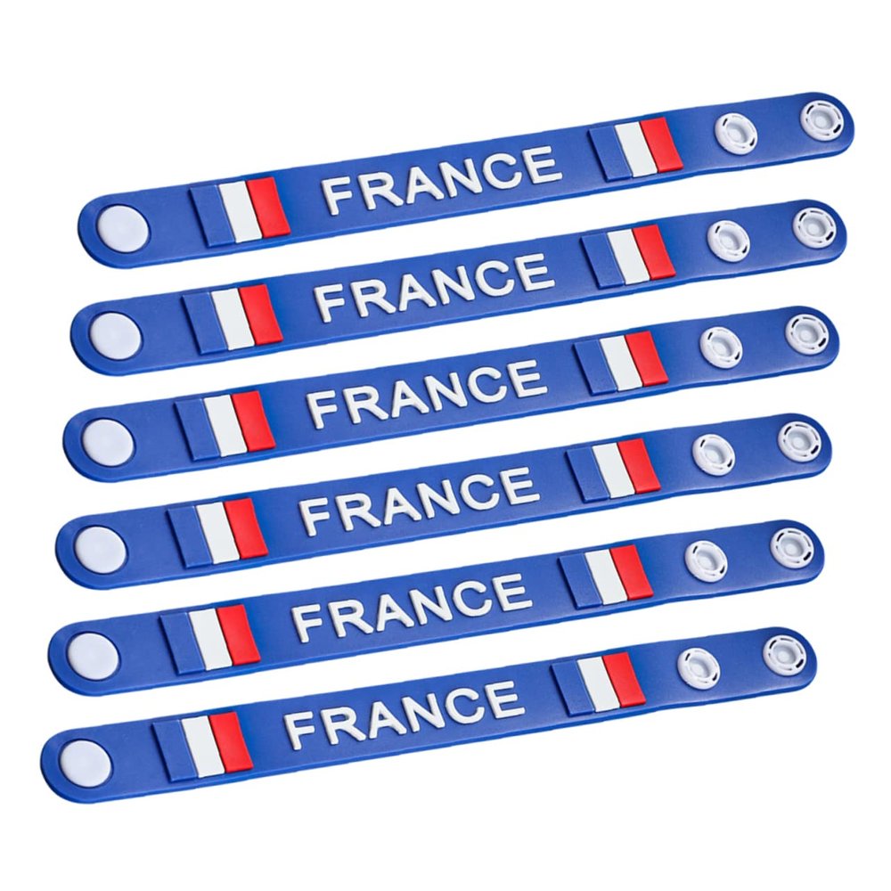 Anneome 6pcs Silicone Football Competition Wristbands France Flag Design for Fans Events and Festivals Comfortable