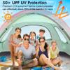 WhiteFang Beach Tent Anti-UV Portable Sun Shade Shelter for 6 Person, Extendable Floor with 3 Ventilating Mesh Windows Plus Carrying Bag, Stakes and Guy Lines (Mint Green) view 3