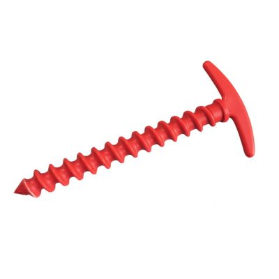 5-Pack Heavy Duty Plastic Screw Tent Pegs - Spiral Ground Anchors for Camping Sand and Outdoor Use (Red)
