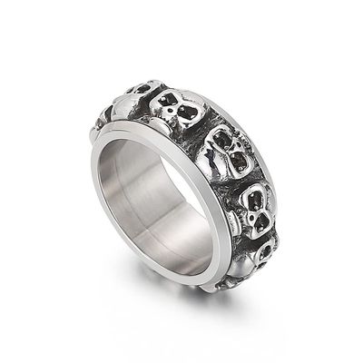 WCB1FPu Men's Rings Europe and America Personality Hip Hop Skull Stainless Steel Unisex Rings (B 11#)