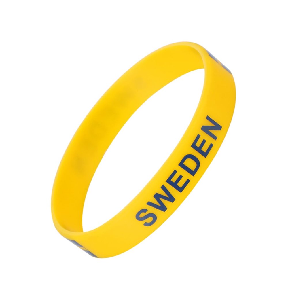Anneome Unisex Sweden Flag Silicone Wristband 6 Pcs Country Wrist Bands Soft Sturdy