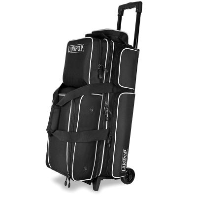 LARIPOP 3 Ball Bowling Bags with Wheels,Rolling Bowling Ball Bag for 3 Balls & Accessories -Retractable Handle Extends to 38"