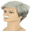 yuehong Adult Short White Gray Grandpa Wig Old Man Wig Heat Resistant Synthetic Fibers Soft Durable Breathable Costume Hair with Mustache view 1