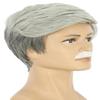 yuehong Adult Short White Gray Grandpa Wig Old Man Wig Heat Resistant Synthetic Fibers Soft Durable Breathable Costume Hair with Mustache view 3