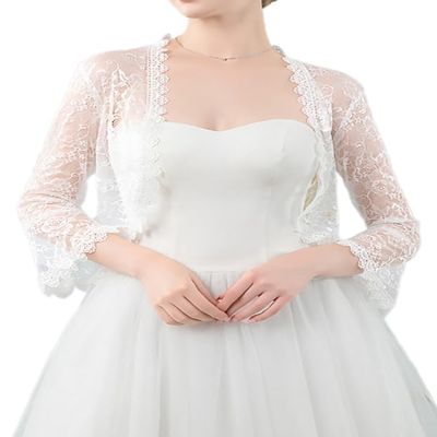Campsis Bride Lace Shawls White Flower Wedding Wraps and Shawls Cover up Appliques Floral Bridal Stoles for Women and Girls