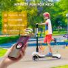 24V Electric Scooter for Kids w/150W Powerful Motor, Thumb Throttle, LCD Screen, Bluetooth, Light-Up Stem Deck & Wheel, 3 Adjustable Heights, 5MPH Safe Speed, 3 Wheel Electric Scooter for Kids, White view 4