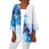 Generic Womens Cardigans Summer Plus Size Dressy Casual Cardigan Floral Printed Three Quarter Sleeve Lightweight Tops Shirt Sleeve Cardigan Light Sweaters Summer Cardigan MediumX-Large,2-Sky Blue view 1