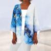 Generic Womens Cardigans Summer Plus Size Dressy Casual Cardigan Floral Printed Three Quarter Sleeve Lightweight Tops Shirt Sleeve Cardigan Light Sweaters Summer Cardigan MediumX-Large,2-Sky Blue view 2