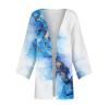 Generic Womens Cardigans Summer Plus Size Dressy Casual Cardigan Floral Printed Three Quarter Sleeve Lightweight Tops Shirt Sleeve Cardigan Light Sweaters Summer Cardigan MediumX-Large,2-Sky Blue view 3
