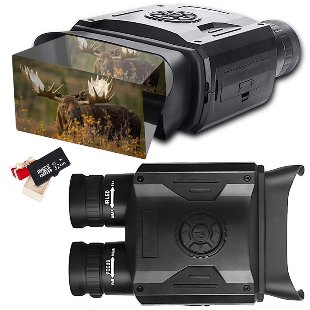 CNHRFGVD Digital Infrared Night Vision Binoculars 5X8 Zoom 1640 ft Viewing Range IR Camera with 3.5" LCD Screen Take High-Definition Photos Videos Features for Hunting Surveillance with 32GB TF Card