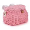 SVNR Kids Bike Basket, Bike Basket Front, Bicycle Baskets for Boys and Girls, Handwoven Backpack with Lid Shoulder Strap, Rattan Front Handlebar Baskets, Pink view 1