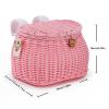 SVNR Kids Bike Basket, Bike Basket Front, Bicycle Baskets for Boys and Girls, Handwoven Backpack with Lid Shoulder Strap, Rattan Front Handlebar Baskets, Pink view 4