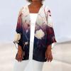 Blusas Casuales De Mujer Bonitas Kimono Cardigans for Women Dressy Casual Lightweight Cardigan Half Sleeve Summer Kimono Cover Up Tops Plus Size Vacation Outfits Spring Fashion(D Red,Medium) view 2