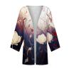 Blusas Casuales De Mujer Bonitas Kimono Cardigans for Women Dressy Casual Lightweight Cardigan Half Sleeve Summer Kimono Cover Up Tops Plus Size Vacation Outfits Spring Fashion(D Red,Medium) view 3
