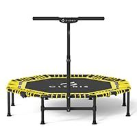 CLORIS 48in Folding Trampoline - Max Load 450lbs Rebounder Fitness Trampoline with Adjustable Foam Handle, with safty Padded Cover Best Gift (48'' Yellow)