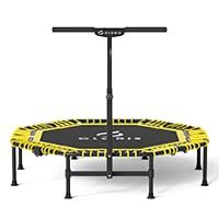 CLORIS 48in Folding Trampoline - Max Load 450lbs Rebounder Fitness Trampoline with Adjustable Foam Handle, with safty Padded Cover Best Gift (48'' Yellow)