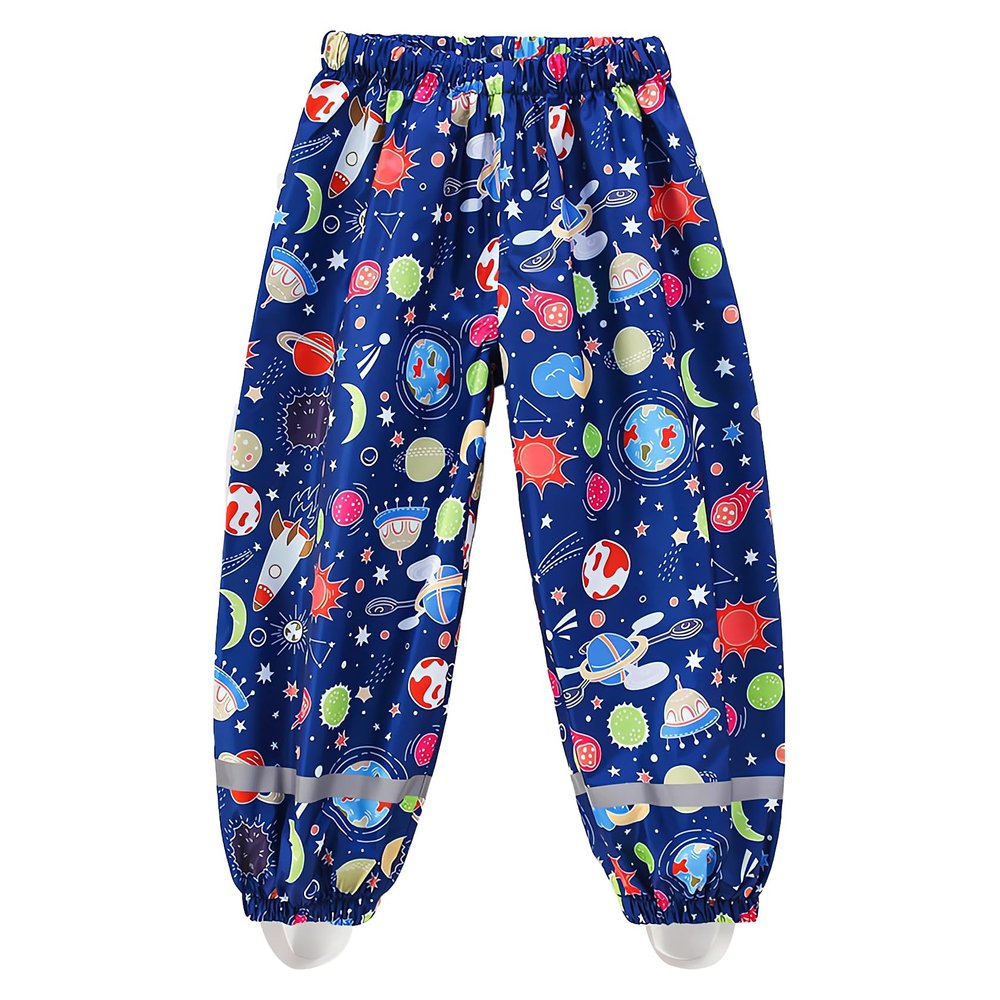 Boys Rain Pants Lightweight Kindergarten Baby Waterproof Pants Students Rain Trousers Dirty Proof Navy Blue Space 10-12Years