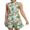 GGOV Tennis Dress for Women Golf Dresses with Shorts Inner Pocket Sleeveless Zip Up Stand Collar Workout Athletic Dresses Green Leaf view 1