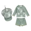 Ursobutegl Toddler Baby Boy Girl Swimsuit Zip Up Rash Guard T-Shirt Shorts with Hat Swimwear Bathing Suit Beachwear Sunsuit (Green, 2-3 Years) view 1