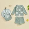 Ursobutegl Toddler Baby Boy Girl Swimsuit Zip Up Rash Guard T-Shirt Shorts with Hat Swimwear Bathing Suit Beachwear Sunsuit (Green, 2-3 Years) view 3