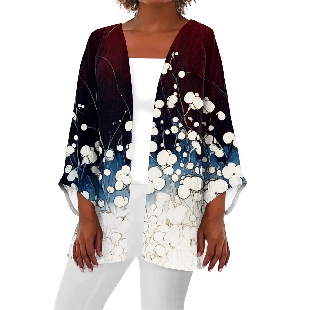 Blusas Casuales De Mujer Bonitas Kimono Cardigans for Women Dressy Casual Lightweight Cardigan Half Sleeve Summer Kimono Cover Up Tops Plus Size Vacation Outfits Spring Fashion(D Wine,3X-Large)