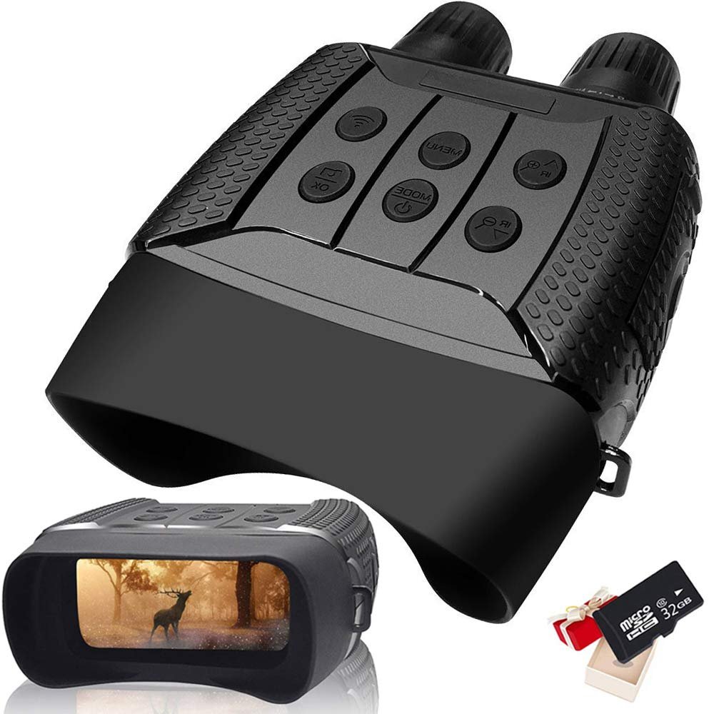 CNHRFGVD Digital Infrared Night Vision Binoculars 4X3 Zoom 984 ft Viewing Range IR Camera with 2.3" LCD Screen Take High-Definition Photos Videos Features for Hunting Surveillance with 32GB TF Card