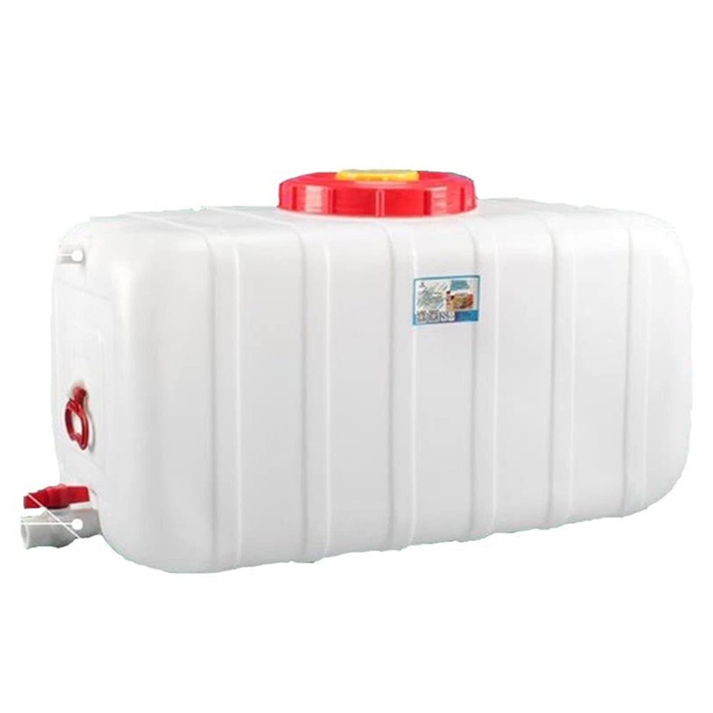 WAZHOU Water Tank with Faucet,25L/50L/100L/150L/200L/300L Water Tank Storage Container,White Food-Grade Plastic Water Storage Bucket for Irrigation,Outdoor Emergency Water Barrel(50L)