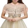 Campsis Floral Lace Scarf Shawl Pink Mesh Wedding Fringe Wraps Tassels Lace Shawls Bridal Cover up Stoles for Women view 1