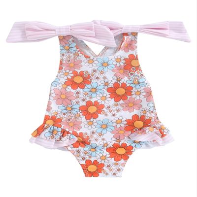 Coduop Toddler Baby Girl Swimsuit Backless One Piece Bathing Suit Floral Sleeveless Summer Swimwear Beach Wear (A-Pink, 18-24 Months)