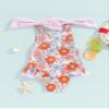 Coduop Toddler Baby Girl Swimsuit Backless One Piece Bathing Suit Floral Sleeveless Summer Swimwear Beach Wear (A-Pink, 18-24 Months) view 3