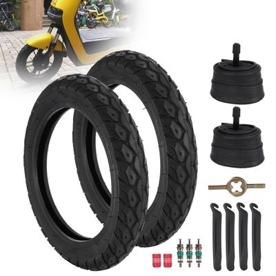 WEIYINGSI 14X2.125 Bike Tires and 14X1.75/2.125 Bike Tire Tubes with Straight Valve Stem Compatible with Electric Bike, Electric Scooters, Kids Bike Using 14-inch Tires 2 Pack