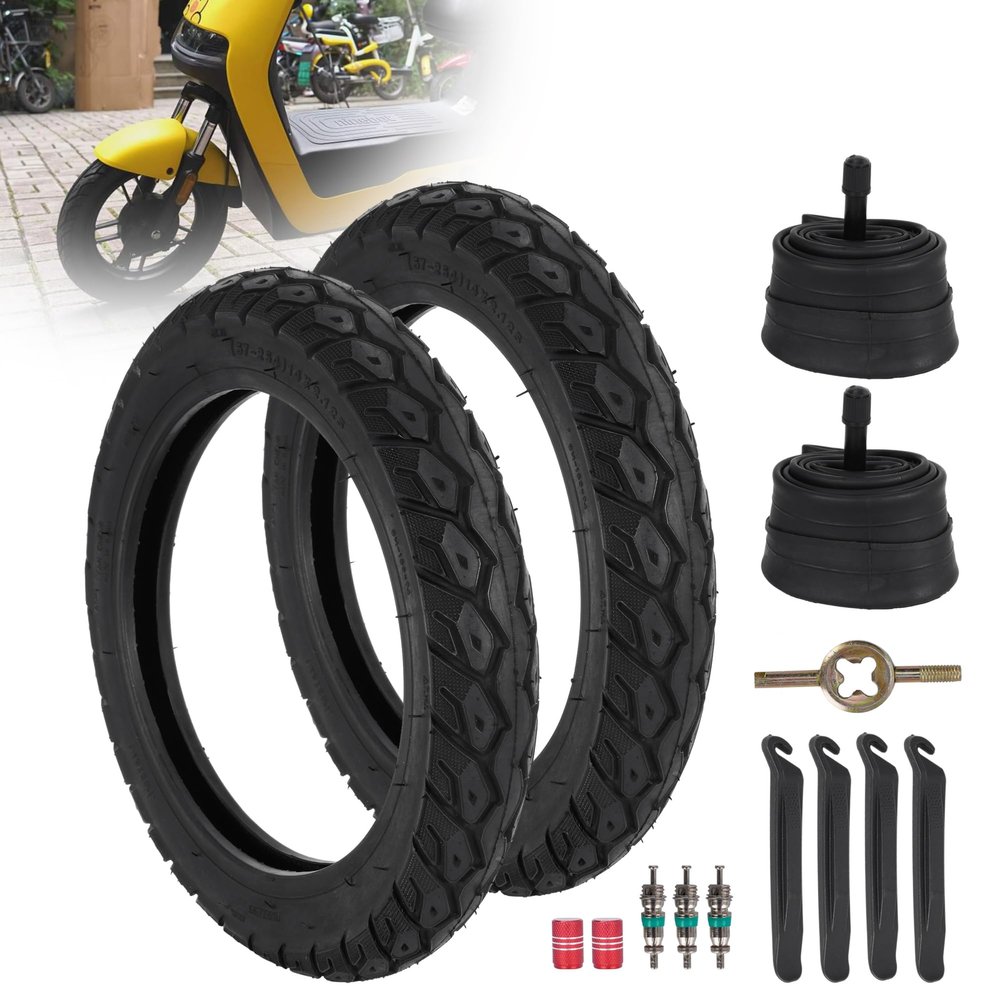 WEIYINGSI 14X2.125 Bike Tires and 14X1.75/2.125 Bike Tire Tubes with Straight Valve Stem Compatible with Electric Bike, Electric Scooters, Kids Bike Using 14-inch Tires 2 Pack