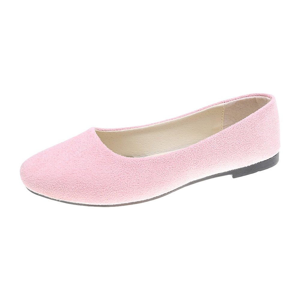 Egmy Women Girls Solid Big Size Slip On Flat Shallow Comfort Casual Single Shoes Wrap around Sandals for Women (Pink, 5)